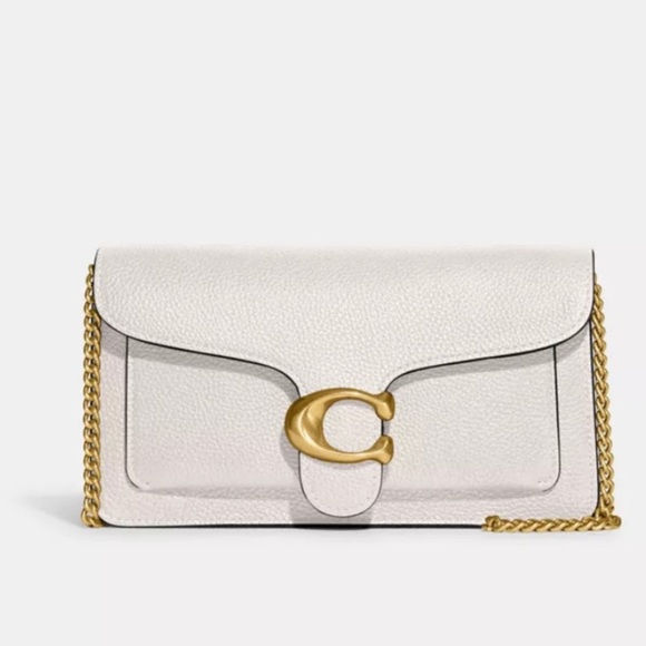 COACH Polished Pebble Leather Chain Clutch Tabby Crossbody shoulder bag handbag - Picture 3 of 16